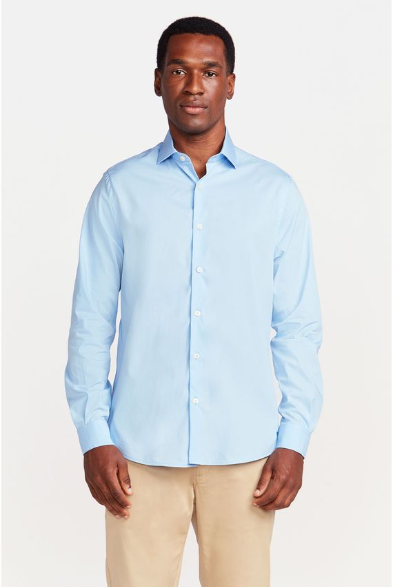Camisa Tricoline Azul Clara