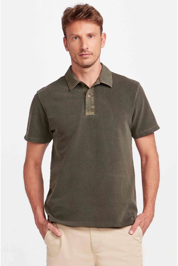 Polo Lhama Piquet Stone Verde Militar