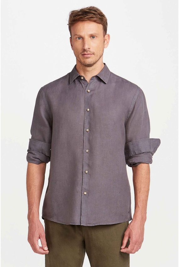 Camisa Linho Tinturado Chumbo