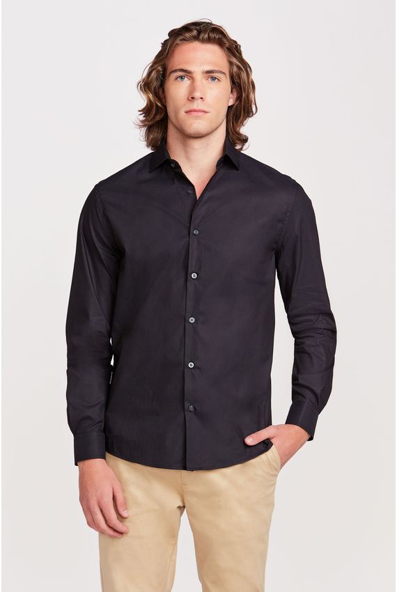 Camisa Tricoline Preta