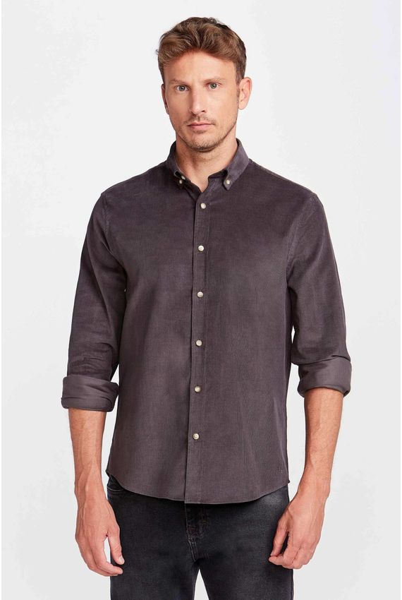 Camisa Veludo Cotelê Chumbo