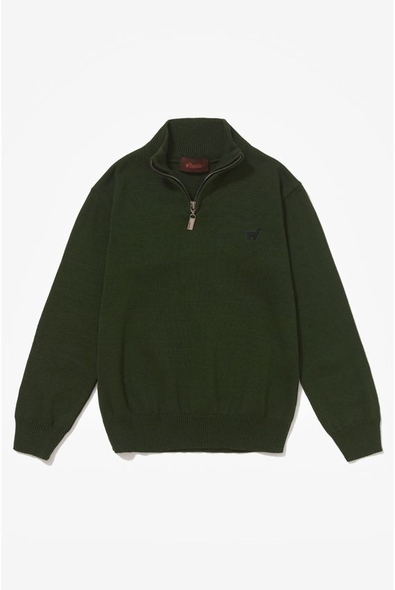 Tricot Pablo Meio Zíper Boys Verde Militar