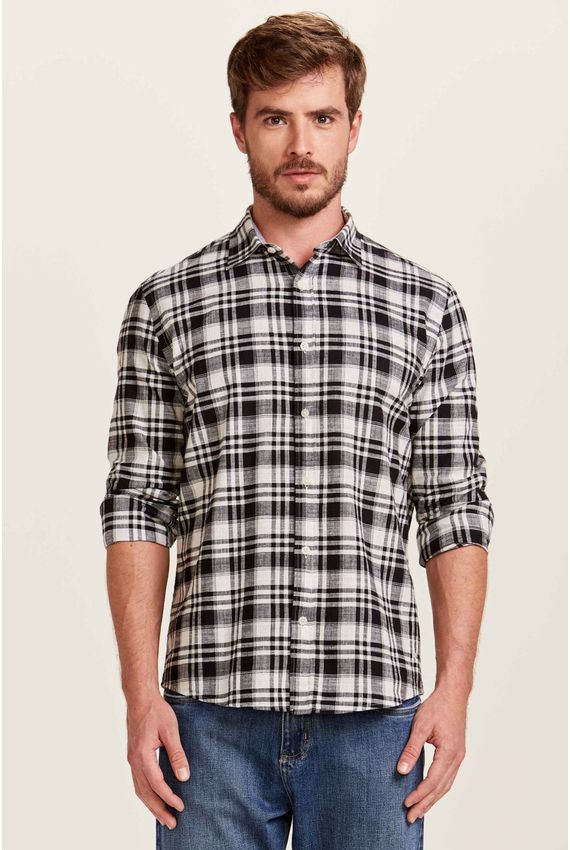 Camisa Flame Xadrez - I23-Preto/Branco