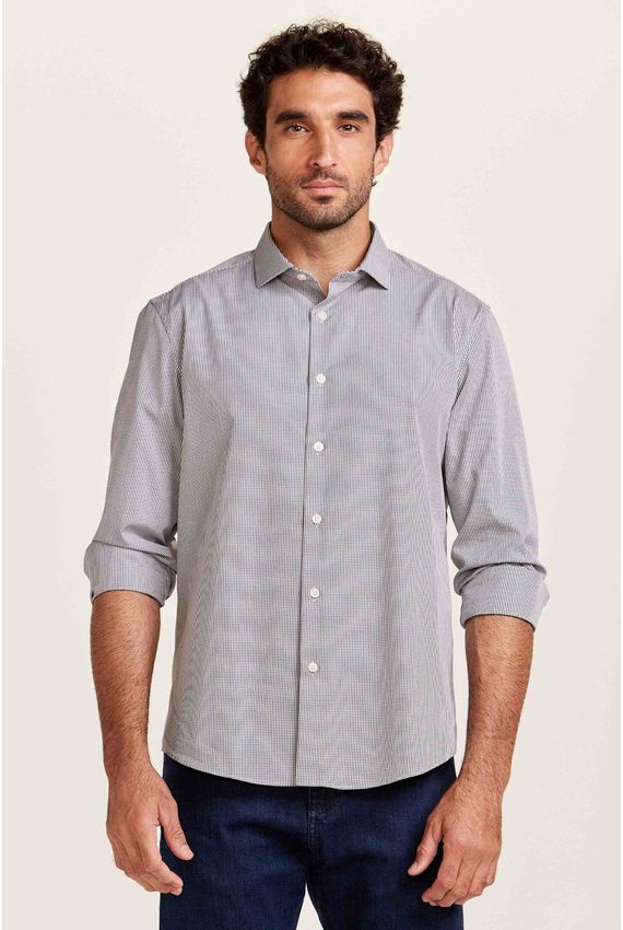 Camisa Premium Mini Quadros Marinho e Branca
