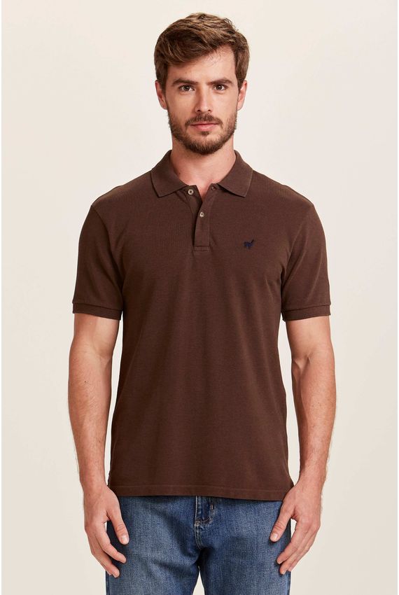 Polo Lhama Piquet Mescla Marrom