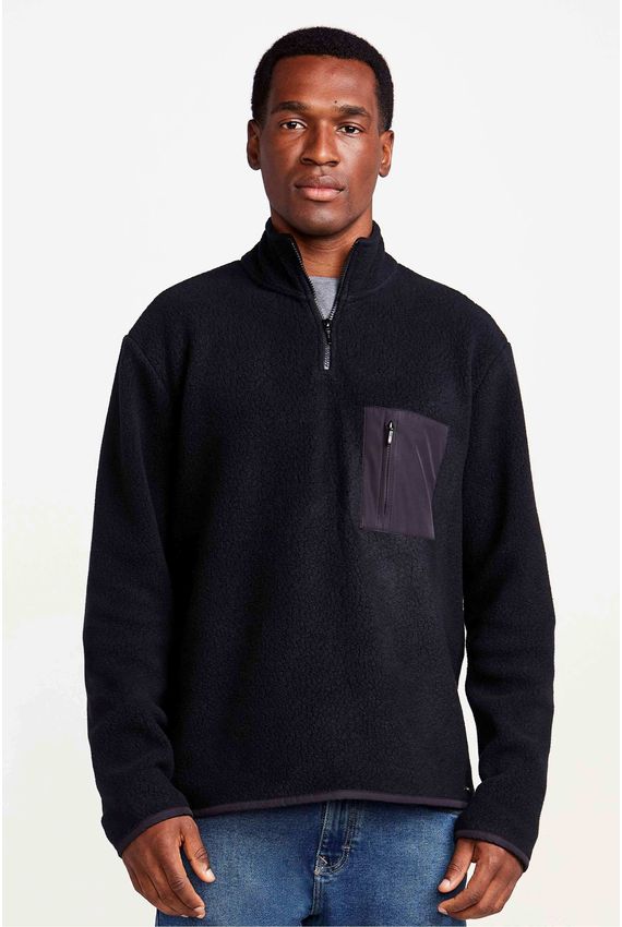 Moletom Comfy Meio Zíper Preto
