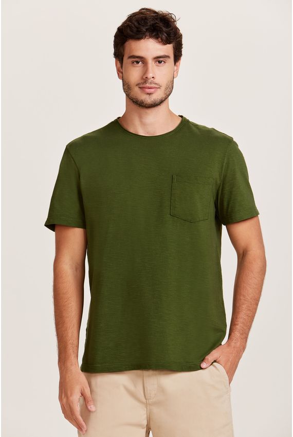 Camiseta Flamê Bolso Verde Oliva
