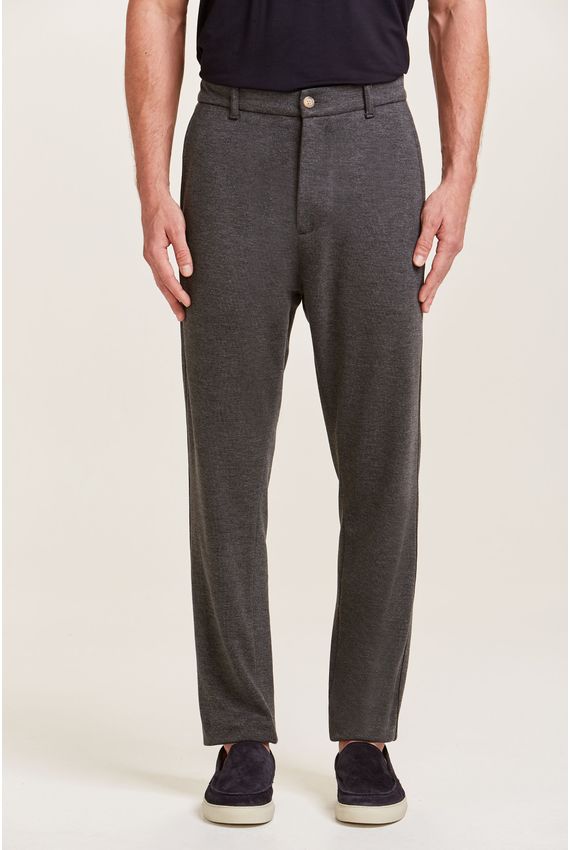 Calça Malha Premium Meio Elástico Chumbo
