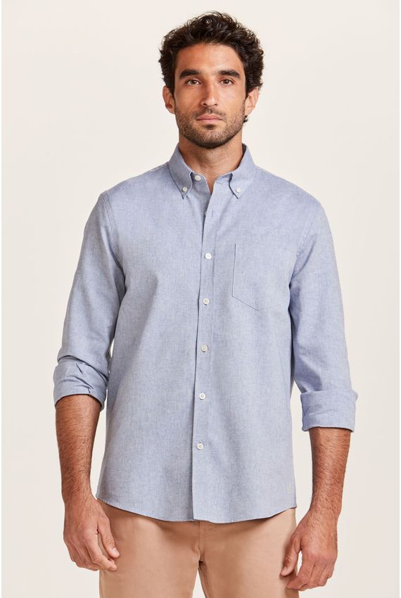 Camisa Bd Oxford Bolso Azul