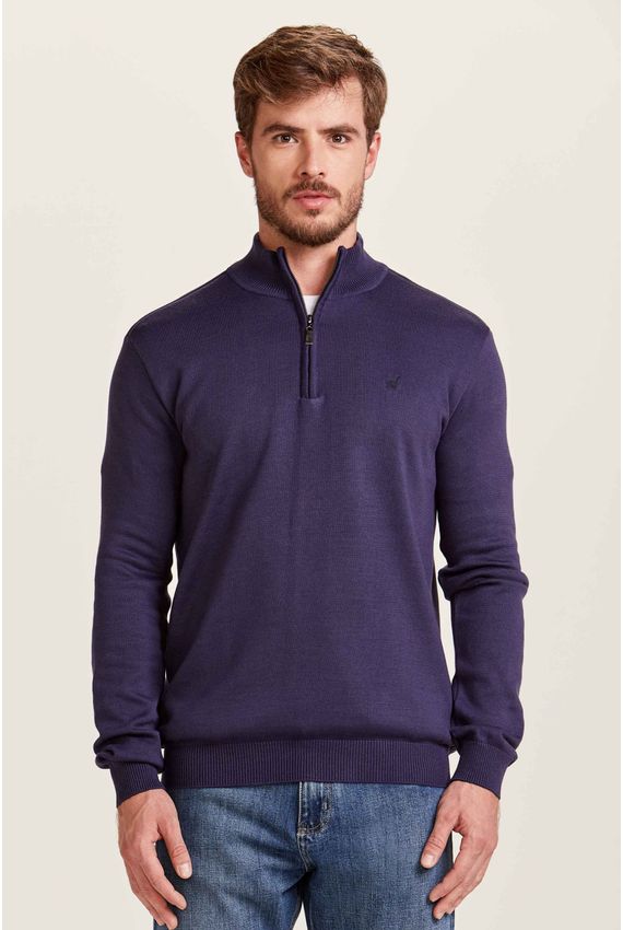 Tricot Pablo Meio Zíper Azul Navy