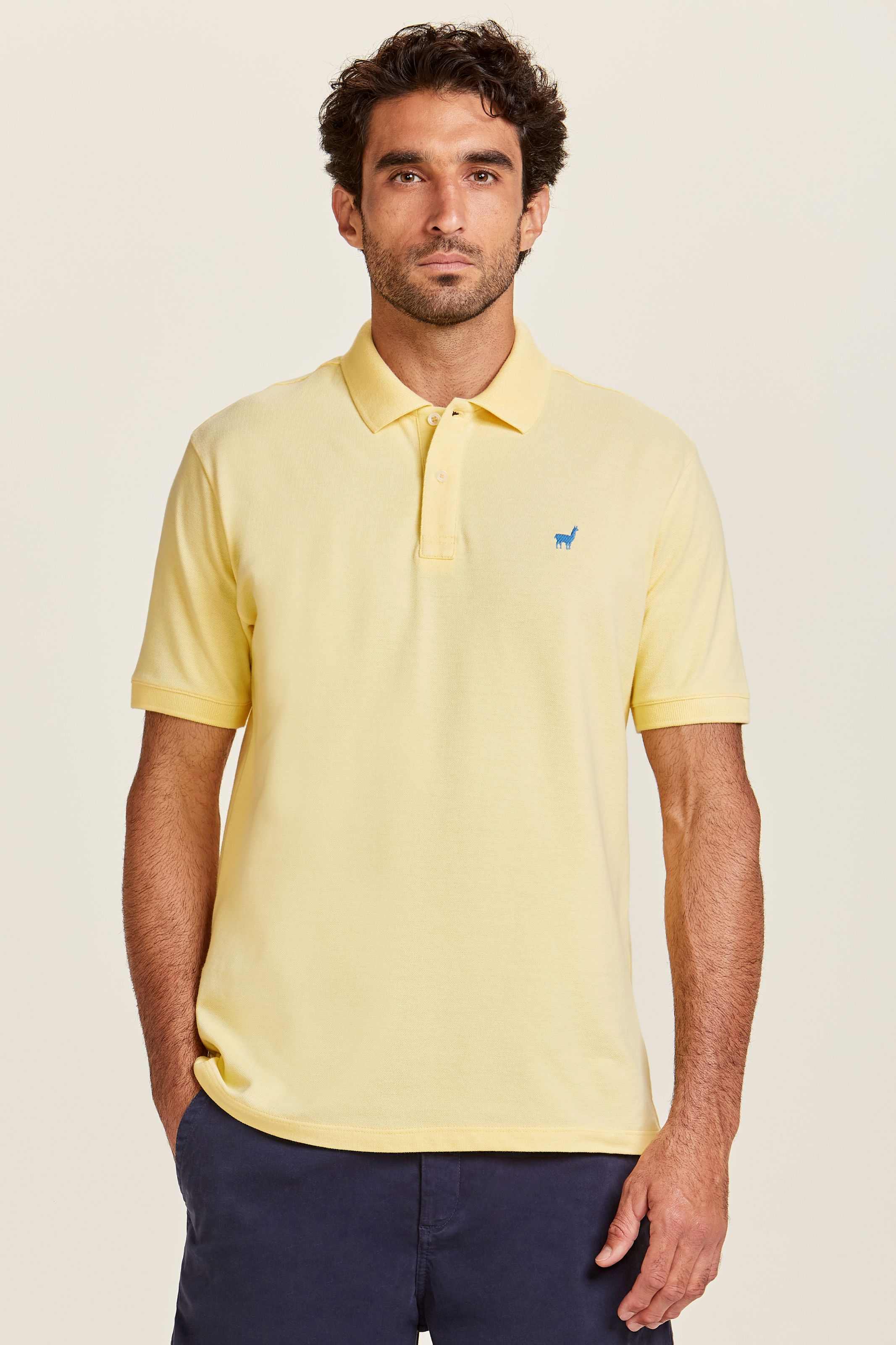 Camisa Polo Masculina Lhama Amarelo | Zapälla