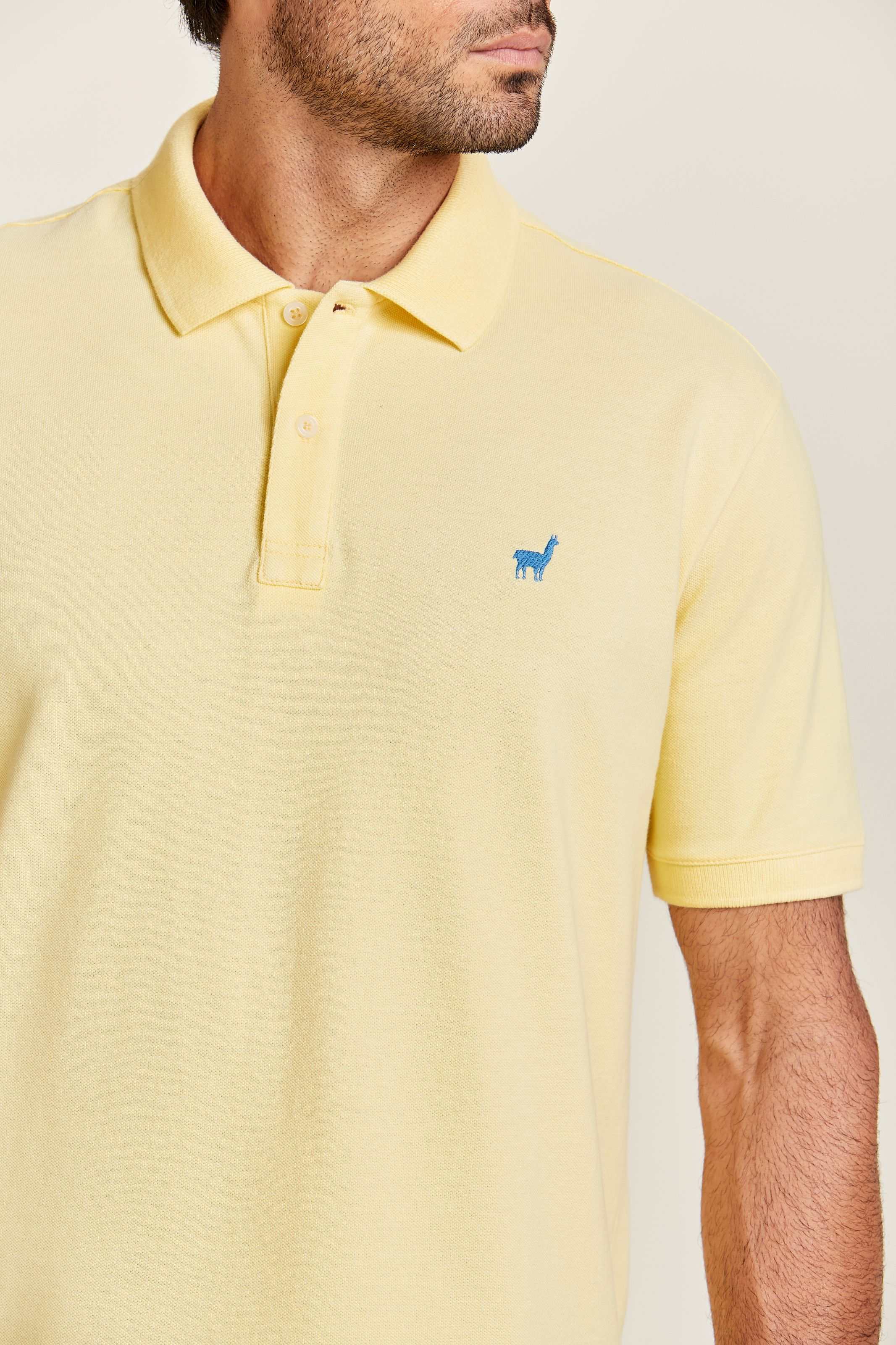 Camisa Polo Masculina Lhama Amarelo | Zapälla