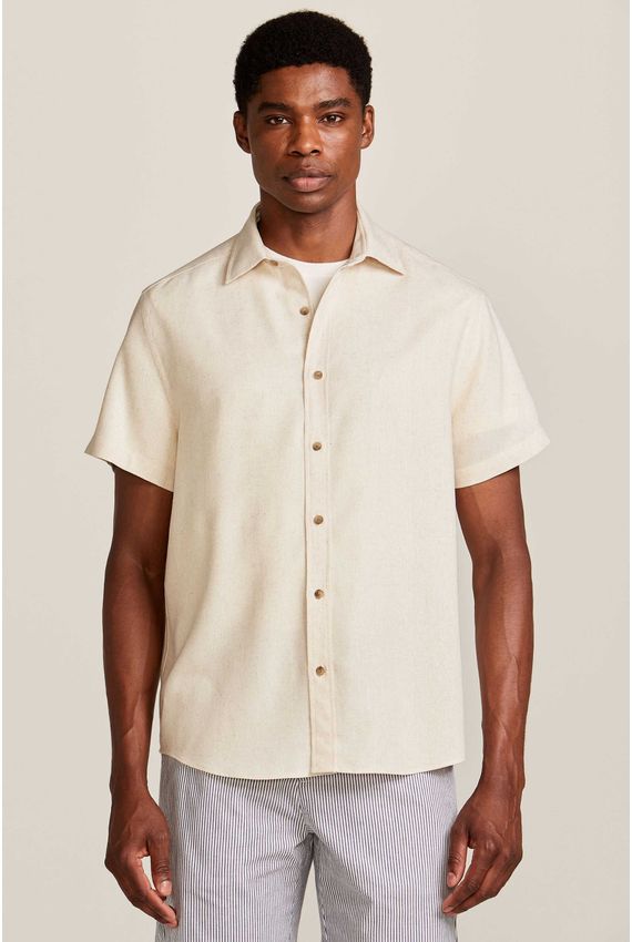 Camisa Masculina Manga Curta Visco Linho