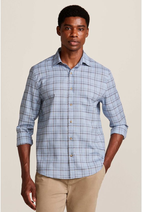 Camisa Voil Xadrez Tinturado Azul