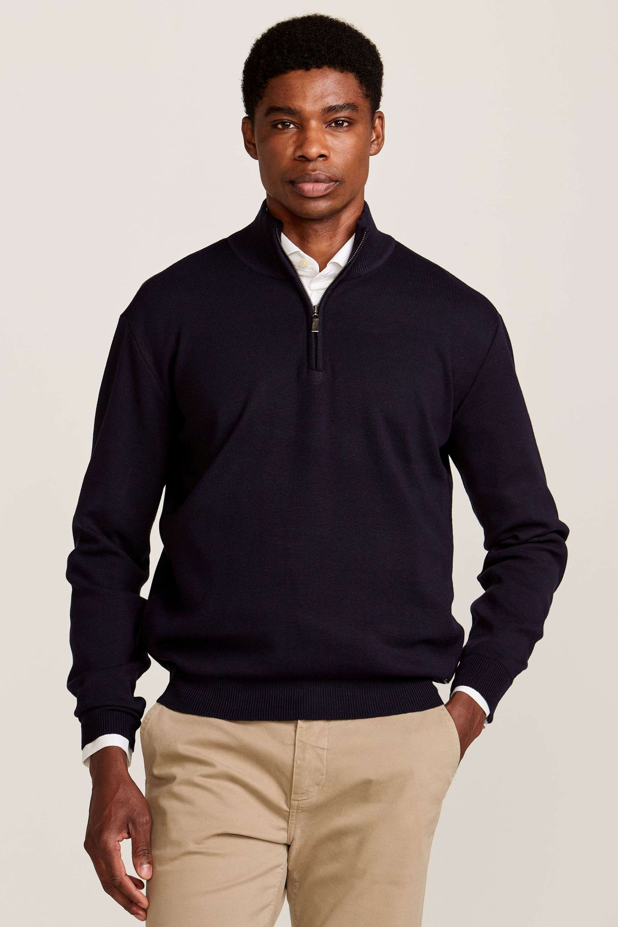 Tricot Masculino Pablo Meio Zíper Azul Marinho | Zapälla